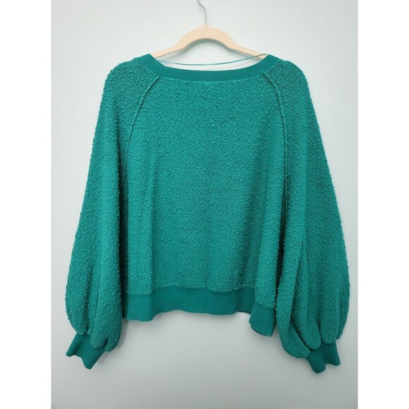 FREE PEOPLE Found My Friend Boucle Knit Sweater Womens M Cropped Boxy Relaxed - Picture 5 of 6
